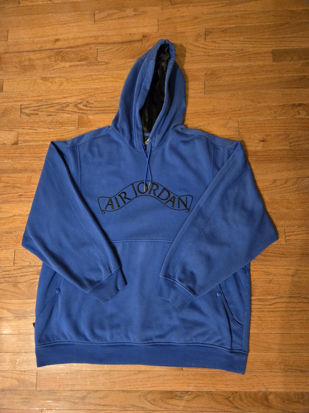 Vintage Y2K Air Jordan Embroidered Spell Out Hoodie Royal Blue Mens XXL Baggy